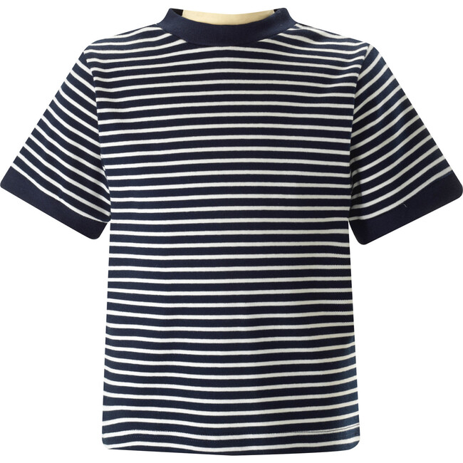 Breton Crew Neck Short Sleeve T-Shirt, Navy