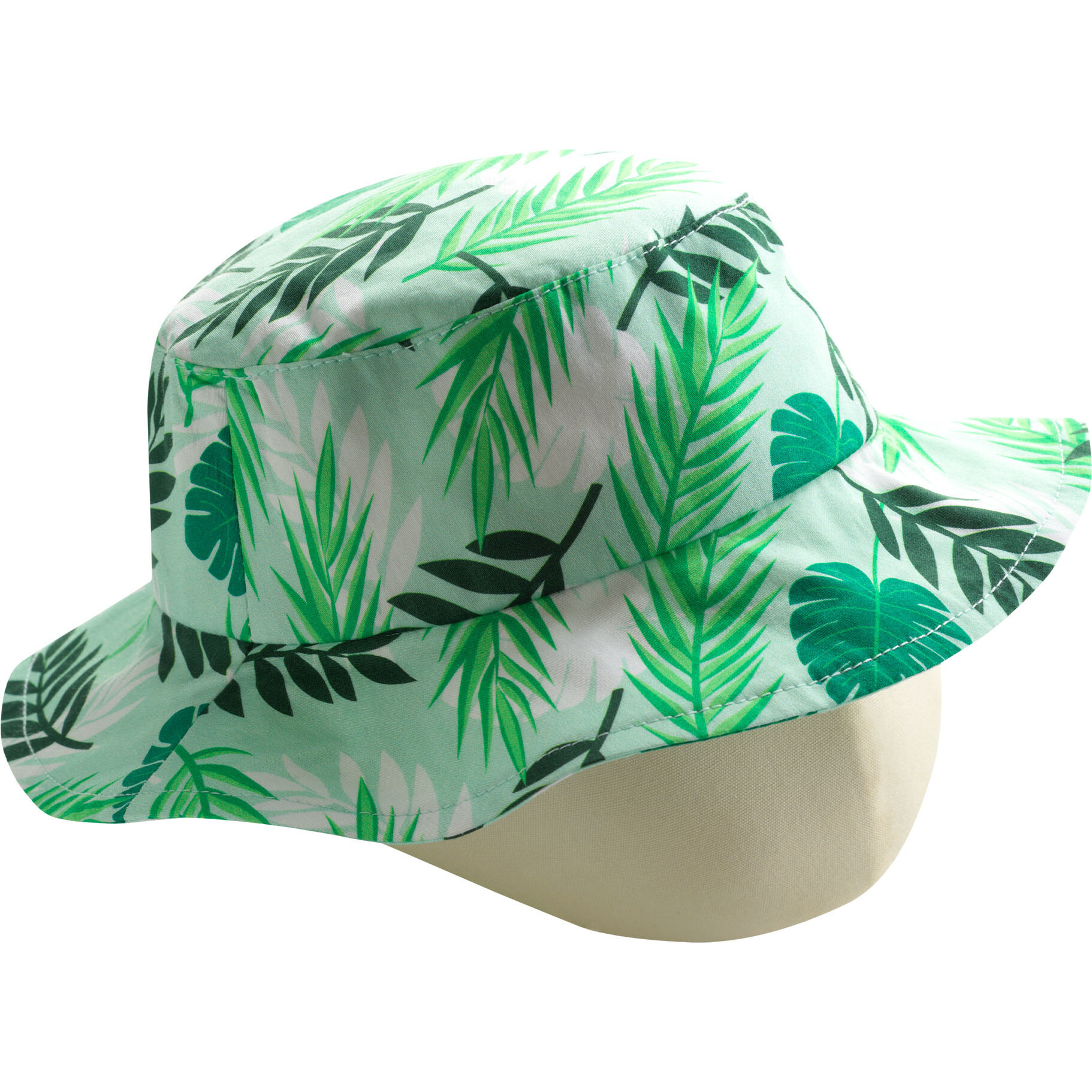 Boys Palm Tree Print Cotton Sun Hat, Green - Hats - 1