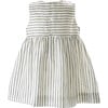 Babys Striped Linen Bow Gathered Skirt Dress & Bloomers, Navy - Dresses - 2