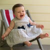 Babys Striped Linen Bow Gathered Skirt Dress & Bloomers, Navy - Dresses - 4