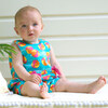 Babys Pool Play Print Sleeveless Bow Waist Playsuit, Blue - Rompers - 3