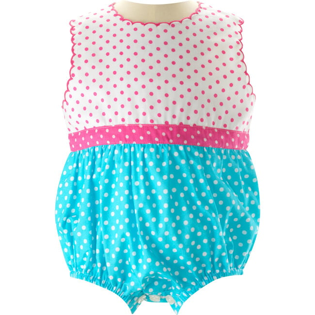 Babys Polka Dotted Cotton Sleeveless Tiered Bubble, Pink