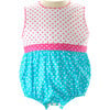 Babys Polka Dotted Cotton Sleeveless Tiered Bubble, Pink - One Pieces - 1 - thumbnail