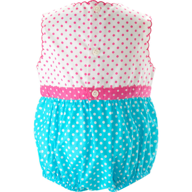 Babys Polka Dotted Cotton Sleeveless Tiered Bubble, Pink - One Pieces - 2