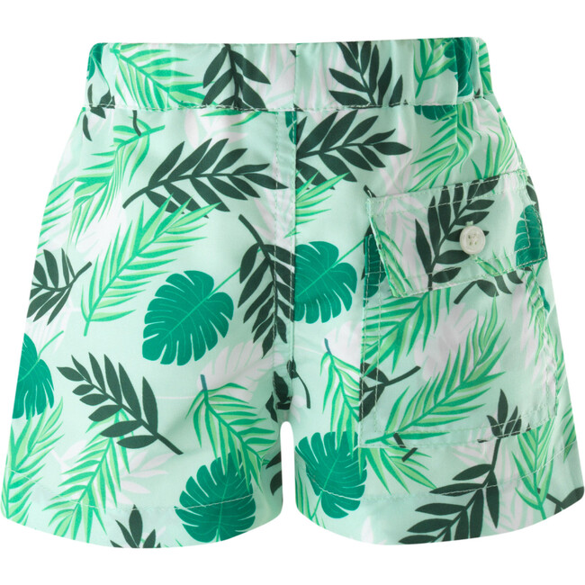 Babys Palm Tree Print Elastic Waist Drawstring Swim Trunks, Green - Swim Trunks - 2