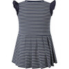 Babys Breton Striped Ruffle Shoulder Tennis Skirt Dress, Navy - Dresses - 2