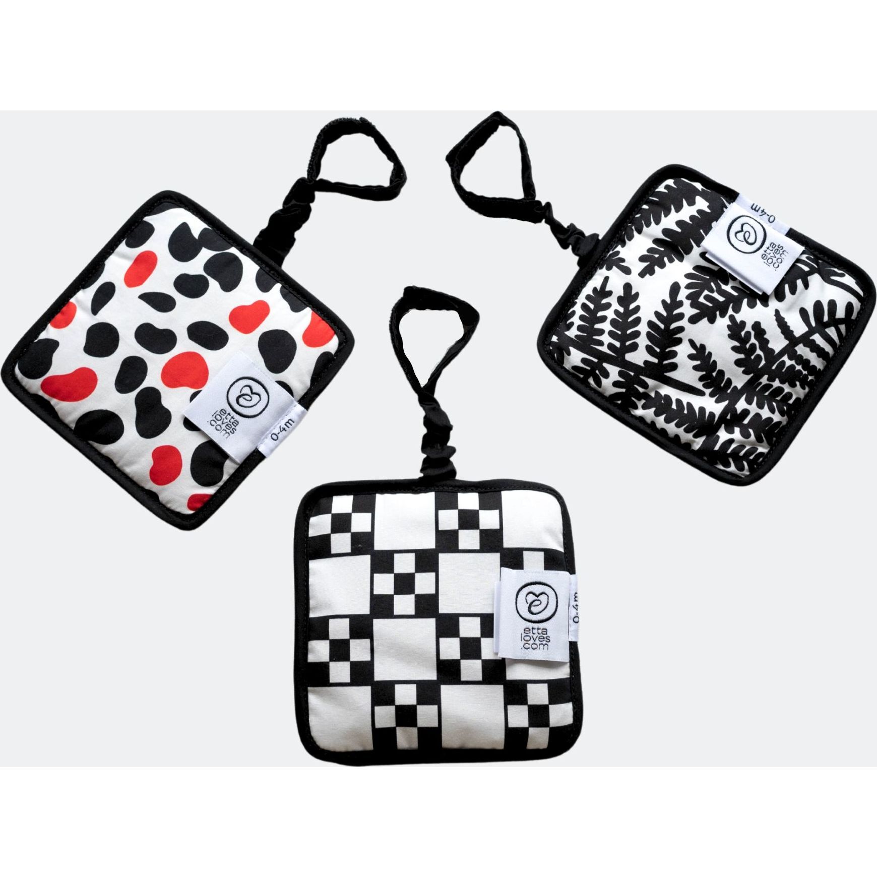 Reversible Sensory Hanging Squares, Multicolors (Pack Of 3) - Stroller Accessories - 1