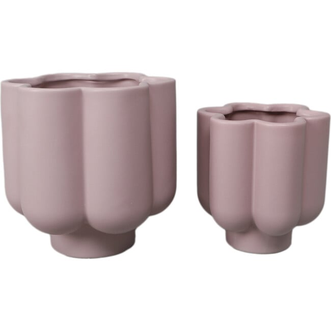 Ceramic Flower Planters, Matte Lilac (Set Of 2)