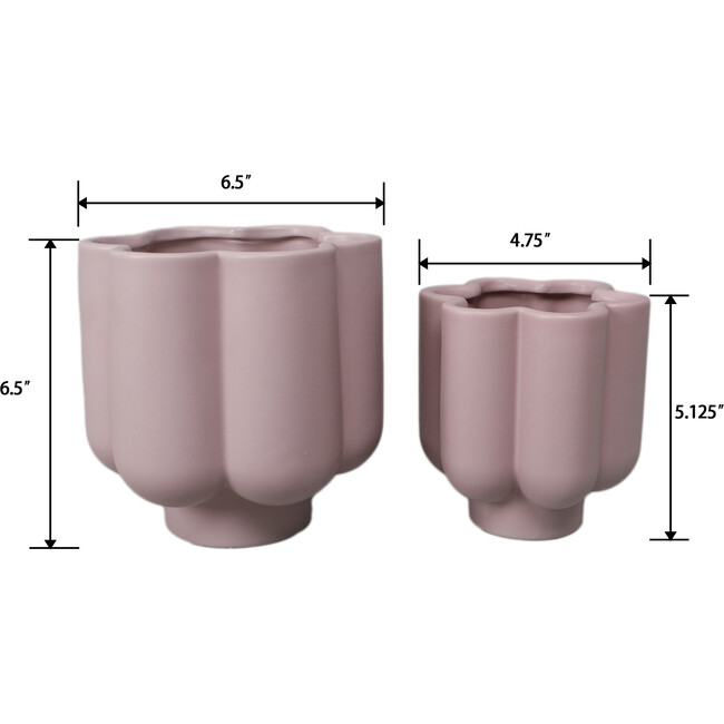 Ceramic Flower Planters, Matte Lilac (Set Of 2) - Accents - 2