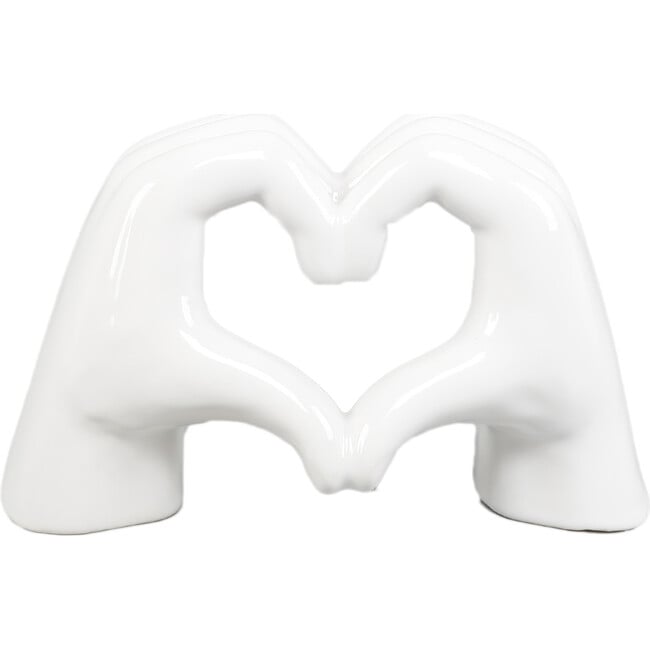 7.5-Inch L White Ceramic Heart Hand, Gloss White