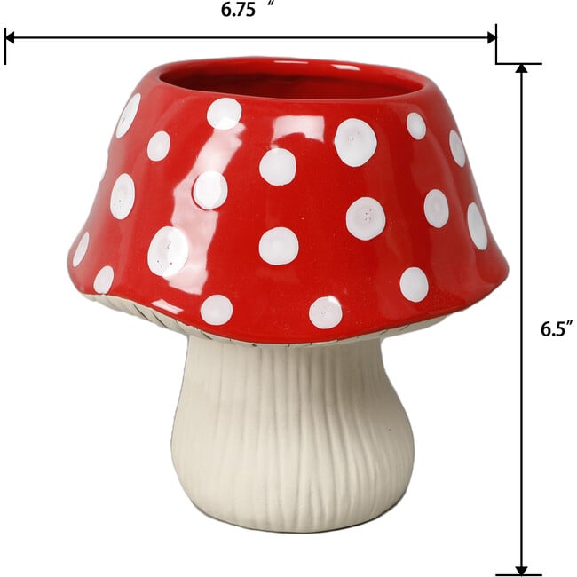 D 7-Inch Ceramic Mushroom Pot, Red - Accents - 2