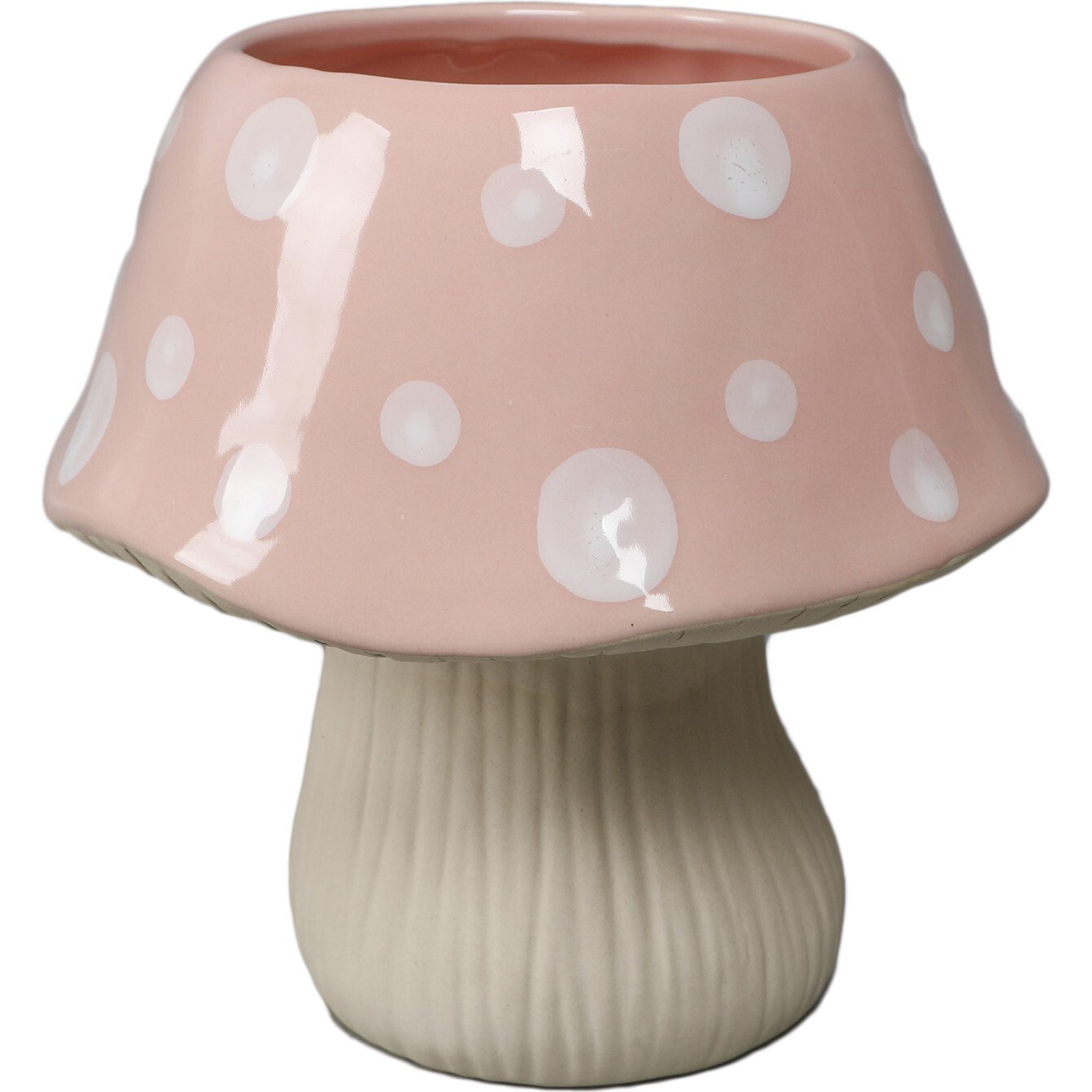 7-Inch D Ceramic Mushroom Pot, Pink - Accents - 1