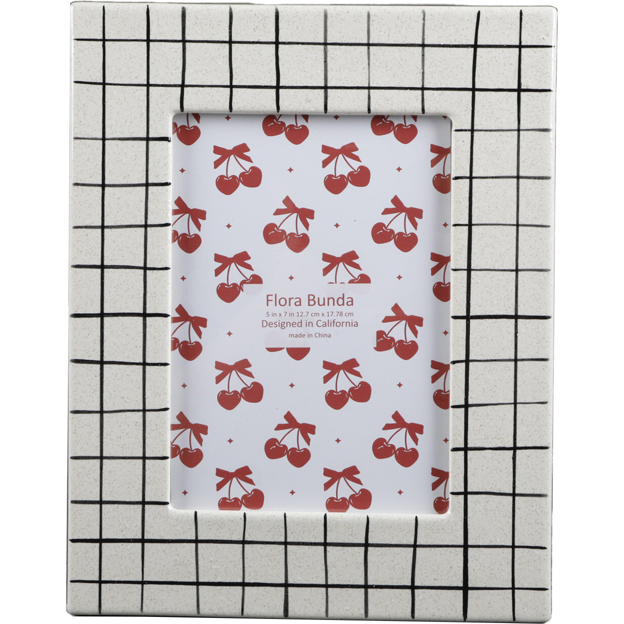 5X7 Checker Line Ceramic Frame, White & Black - Accents - 1