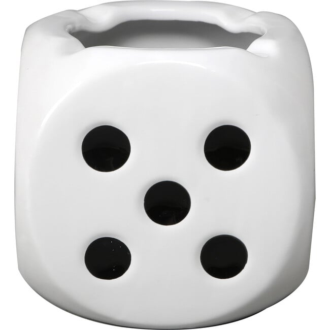 D 5.125-Inch Ceramic Dice Planter 5.125X5.125X4.875, Black