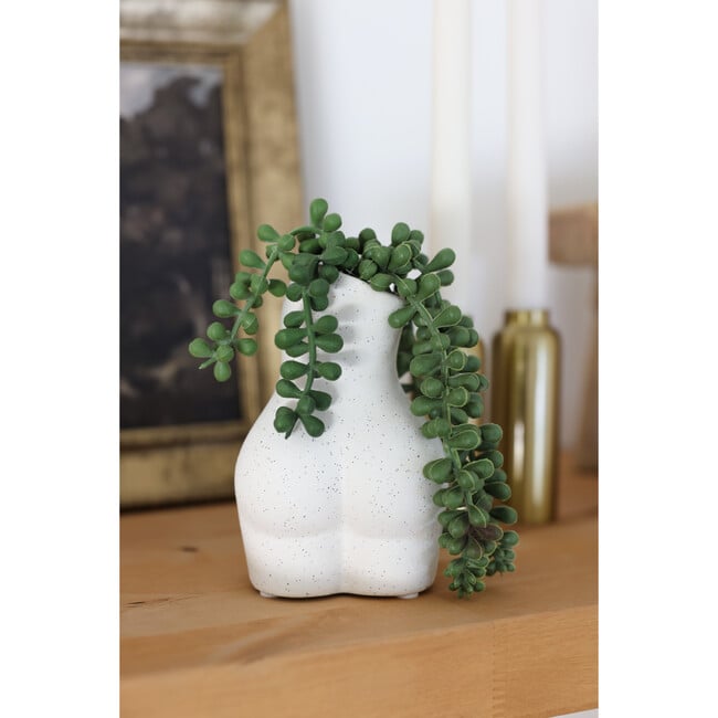 String Of Pearls In 5.5-Inch Ceramic Vase 3.5X3X5.5, White - Accents - 2