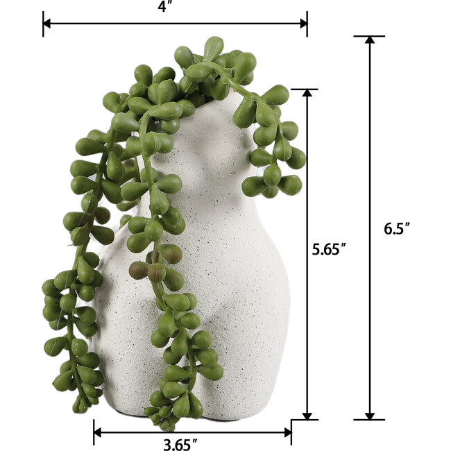 String Of Pearls In 5.5-Inch Ceramic Vase 3.5X3X5.5, White - Accents - 3