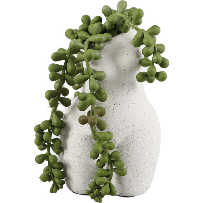 String Of Pearls In 5.5-Inch Ceramic Vase 3.5X3X5.5, White - Accents - 4