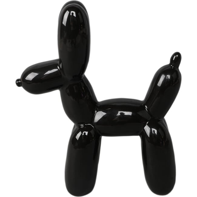 H 11-Inch Ceramic Ballon Dog, Metalic Black