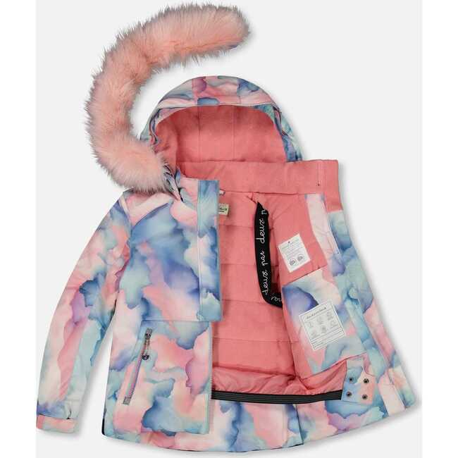 Two Piece Snowsuit, Printed Pastel Watercolor And Dusty Pink - Snowsuits - 2