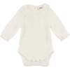 Wide Rib Fuzzy Sweater Knit Ruffle Neck Onesie, Cream - Onesies - 1 - thumbnail