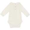 Wide Rib Fuzzy Sweater Knit Ruffle Neck Onesie, Cream - Onesies - 2