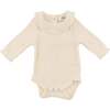 Wide Rib Fuzzy Sweater Knit Ruffle Neck Onesie, Vanilla - Onesies - 1 - thumbnail