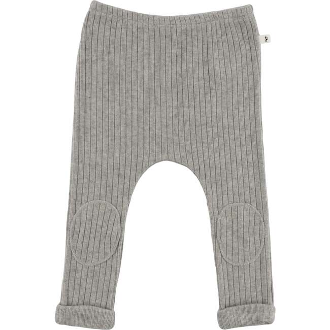 Wide Rib Fuzzy Sweater Knit Patch Pant, Heather Gray