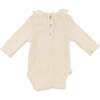 Wide Rib Fuzzy Sweater Knit Ruffle Neck Onesie, Vanilla - Onesies - 2