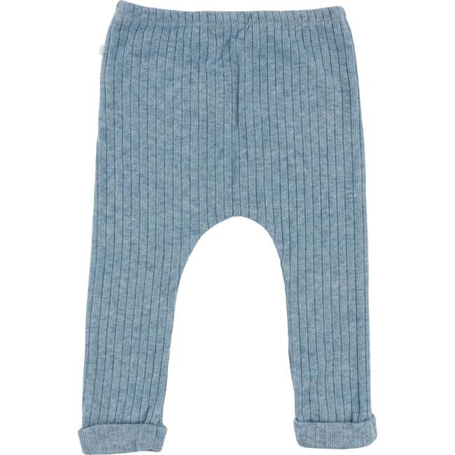 Wide Rib Fuzzy Sweater Knit Patch Pant, Denim Heather - Pants - 3