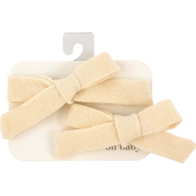 Scandi Tie Bow Clip Set, Cream