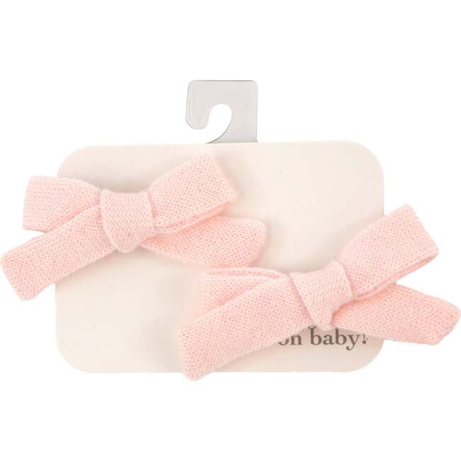 Scandi Tie Bow Clip Set, Baby Pink