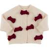 Scandi Cardigan with Berry Red Bows, Cream - Cardigans - 1 - thumbnail