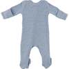 Mini Stripe Zipper Footie with Pocket, Denim - Footie Pajamas - 3