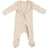 Mini Stripe Zipper Footie with Pocket, Vanilla - Footie Pajamas - 2