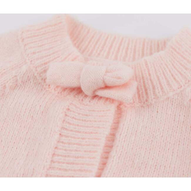 Scandi Bow Cardigan, Baby Pink - Cardigans - 3