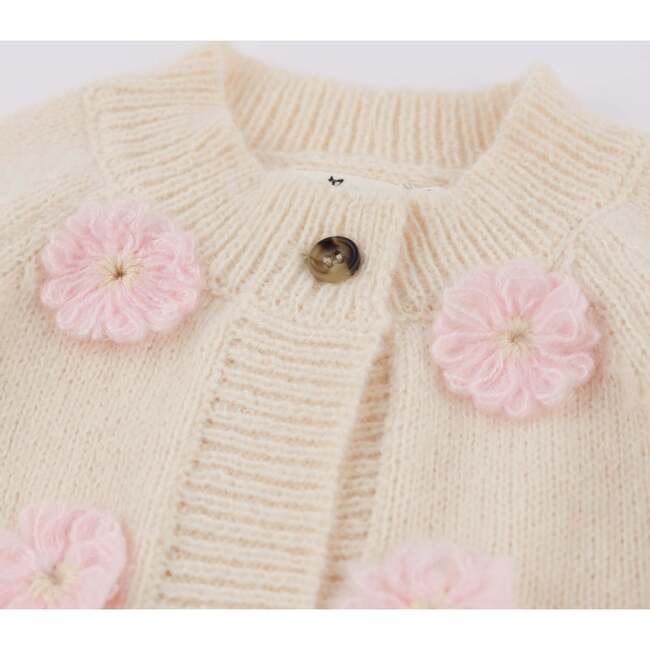 Scandi Flower Cardigan, Cream - Cardigans - 3