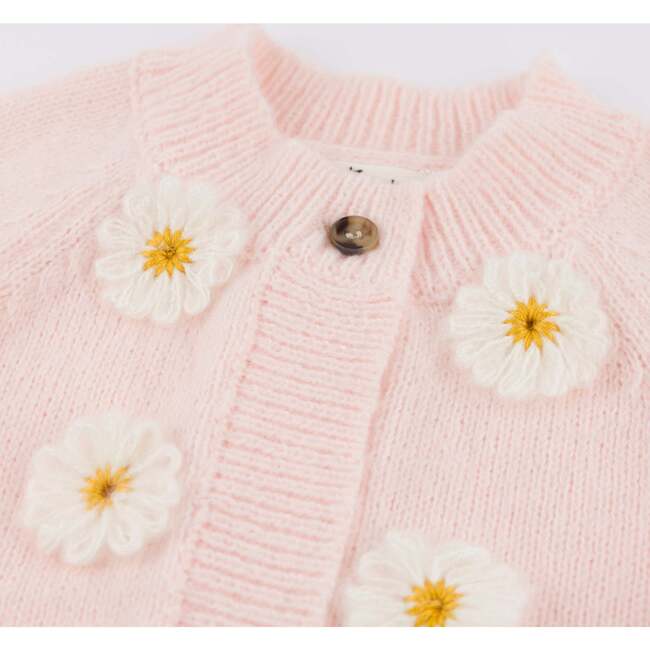 Scandi Flower Cardigan, Baby Pink - Cardigans - 3