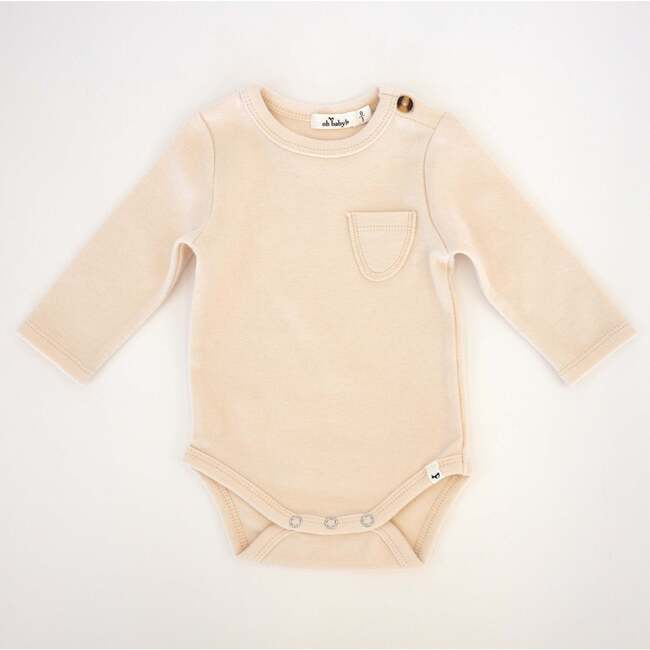 Mini Stripe Pocket Onesie, Vanilla