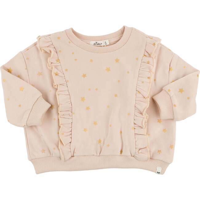 Mini Stars Gold Foil Millie Ruffle Boxy, Pale Pink