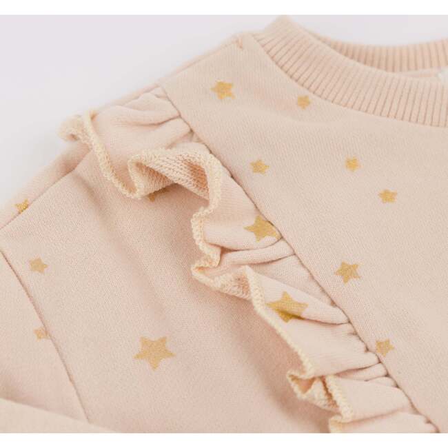 Mini Stars Gold Foil Millie Ruffle Boxy, Pale Pink - Sweatshirts - 3