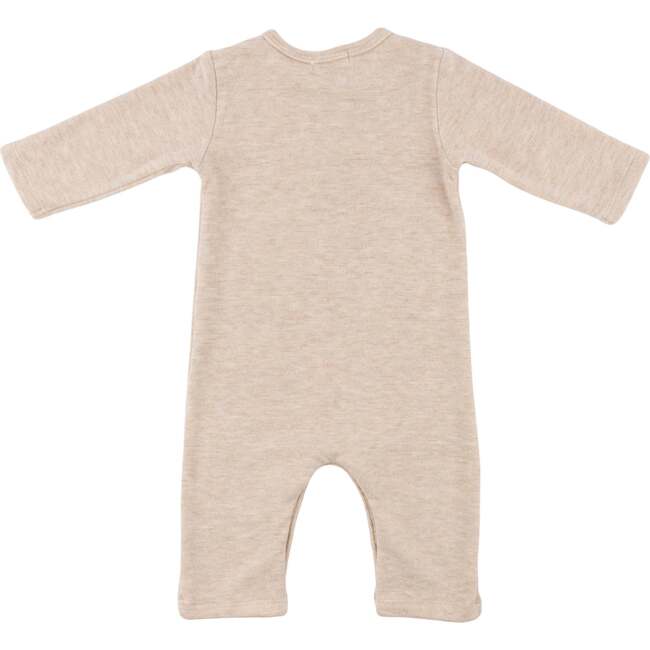 Mini Honeycomb One Button Long Romper, Sand - Rompers - 2