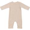 Mini Honeycomb One Button Long Romper, Sand - Rompers - 2