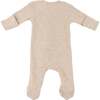 Mini Honeycomb Zipper Footie with Pocket, Sand - Footie Pajamas - 3