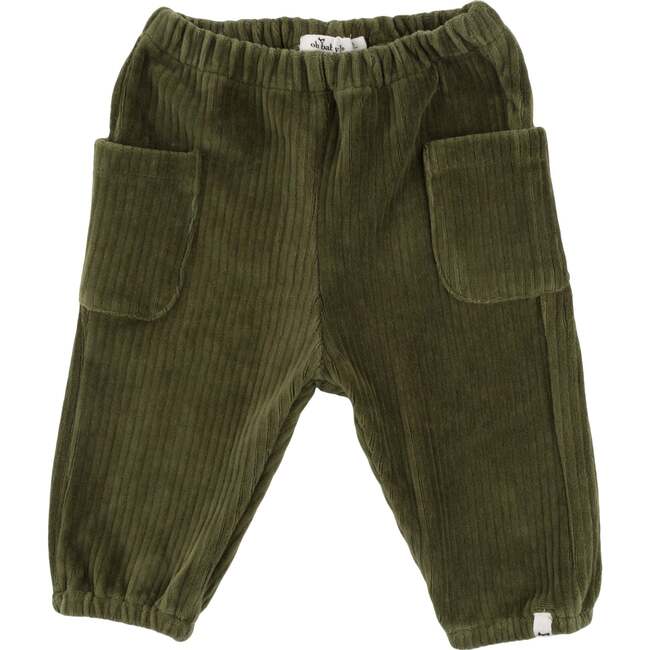 Corduroy Side Pocket Pant Gathered Ankle, Pine - Pants - 1