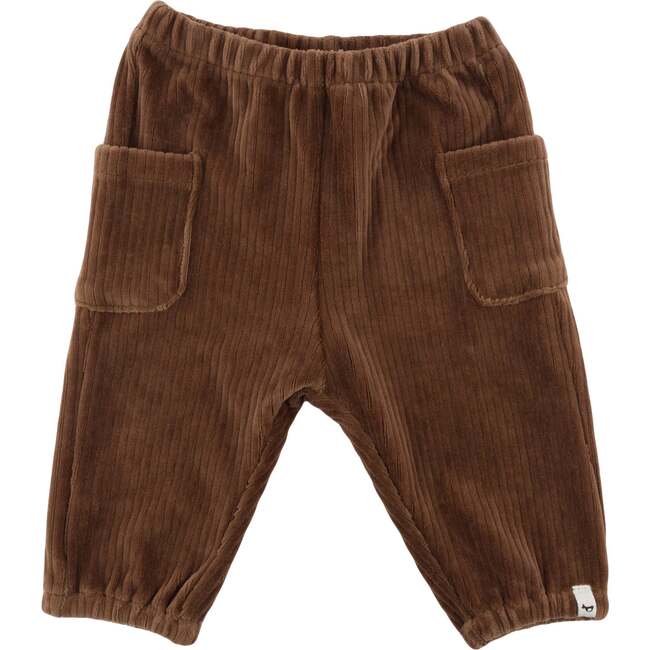 Corduroy Side Pocket Pant Gathered Ankle, Chocolate - Pants - 1