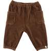 Corduroy Side Pocket Pant Gathered Ankle, Chocolate - Pants - 1 - thumbnail