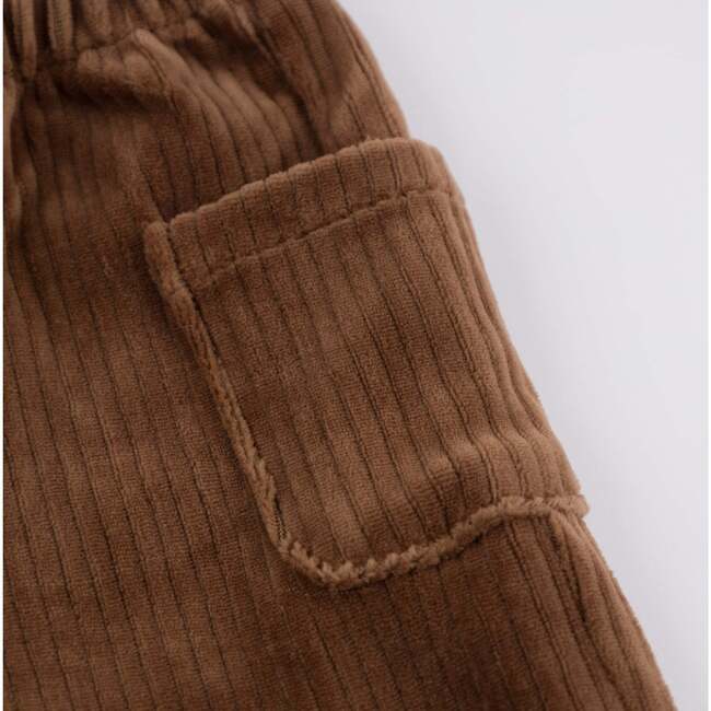 Corduroy Side Pocket Pant Gathered Ankle, Chocolate - Pants - 3