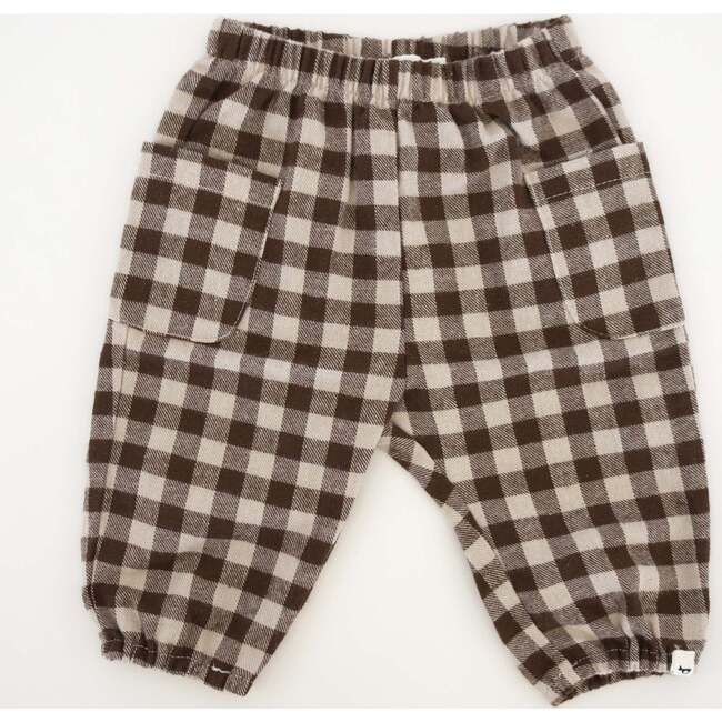 Check Pattern Side Pocket Pants, Chocolate/Biscuit