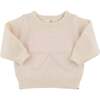 Baby Pink Bow Crew Neck Sweater, Cream - Sweaters - 1 - thumbnail