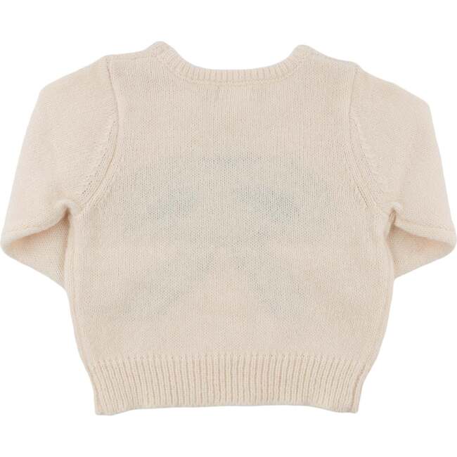 Berry Red Bow Crew Neck Sweater, Cream - Sweaters - 2